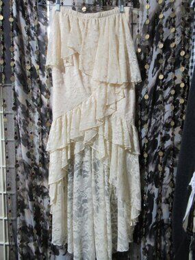 Ivory Lace Tiered HI-Low Maxi Skirt